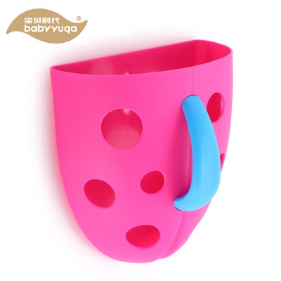 Hanging with suction cup durable plastic baby bath toy storage basket