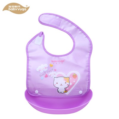 Factory new design waterproof printed feeding silicone baby bib